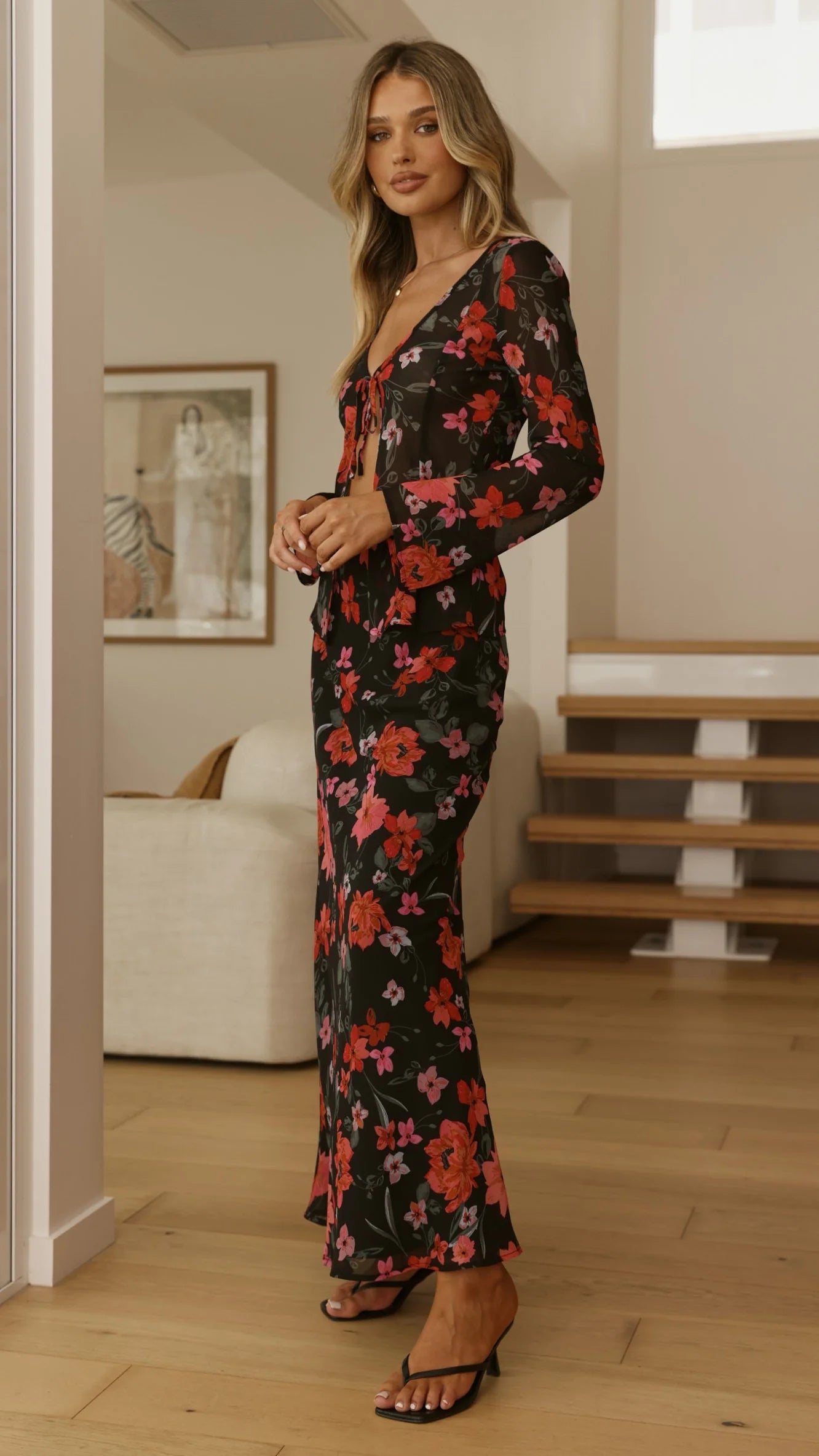 Brianna Open Tie Top - Dark Floral