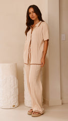 Shaylie Button Up Shirt - Beige