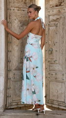 Skye Maxi Dress - Aqua/White Floral