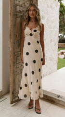 Jianna Maxi Dress - Cream/Black Polka Dot