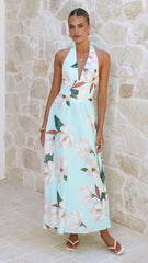 Skye Maxi Dress - Aqua/White Floral