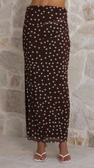 Janika Maxi Skirt - Chocolate/White Polka Dot