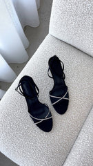 Vixin Heels - Black Satin Diamante