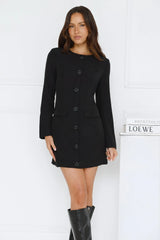 Winter Winner Long Sleeve Mini Dress Black