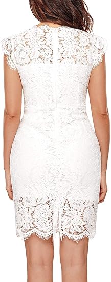 MEROKEETY Sleeveless Lace Floral Elegant Cocktail Dress