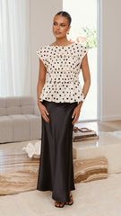 Kienna Top - Cream/Black Polka Dot