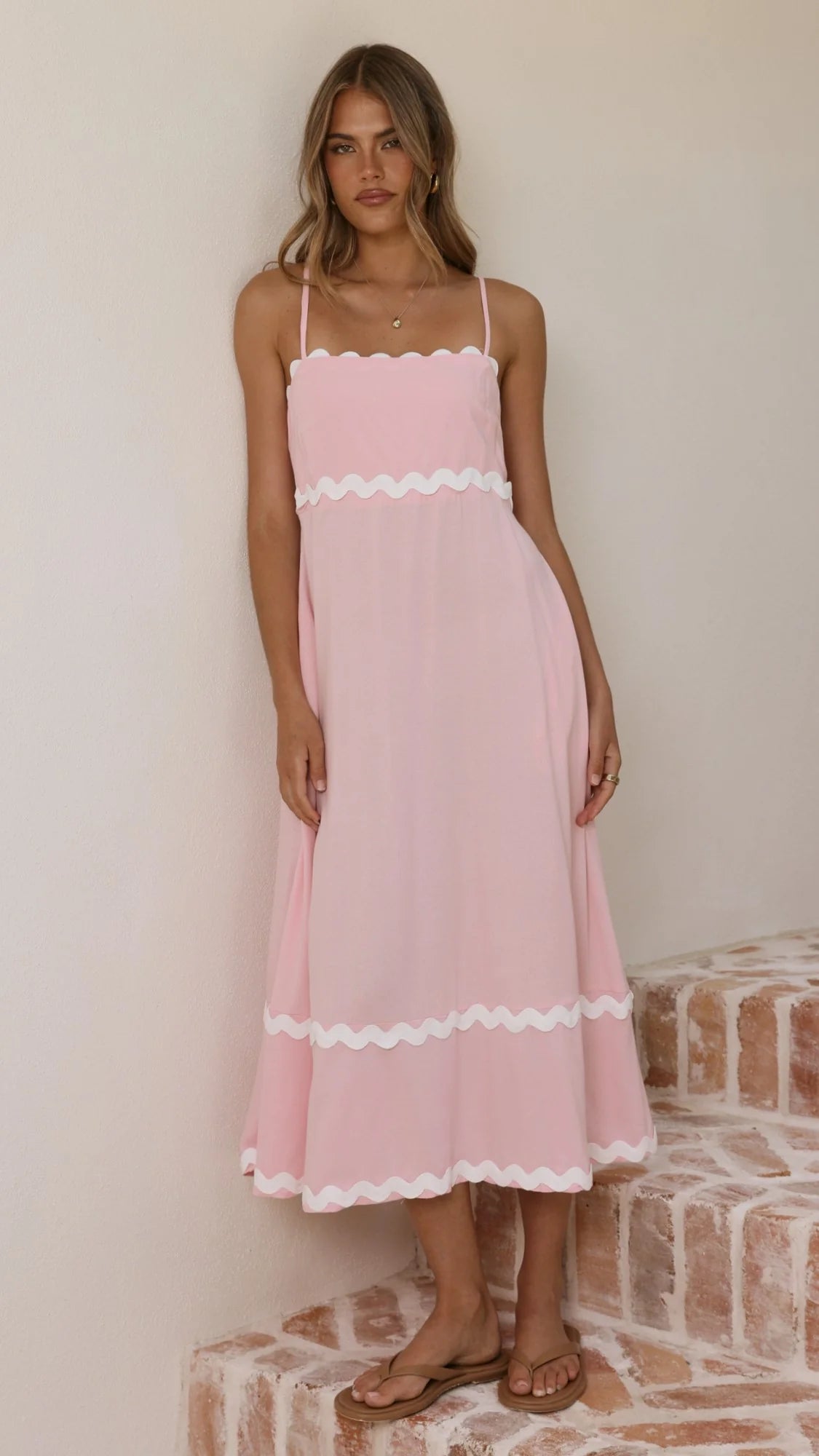 Seraphina Maxi Dress - Pink/White
