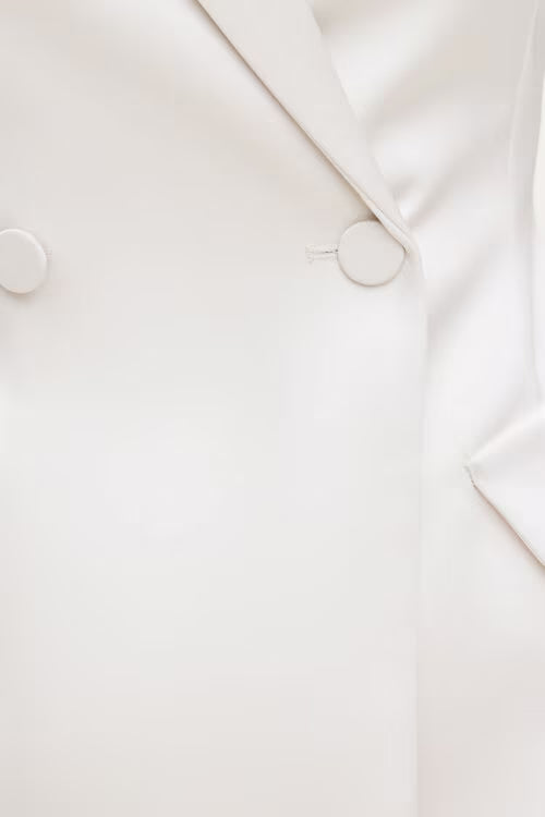 Chrishelle Satin Blazer Romper Mini Dress-White