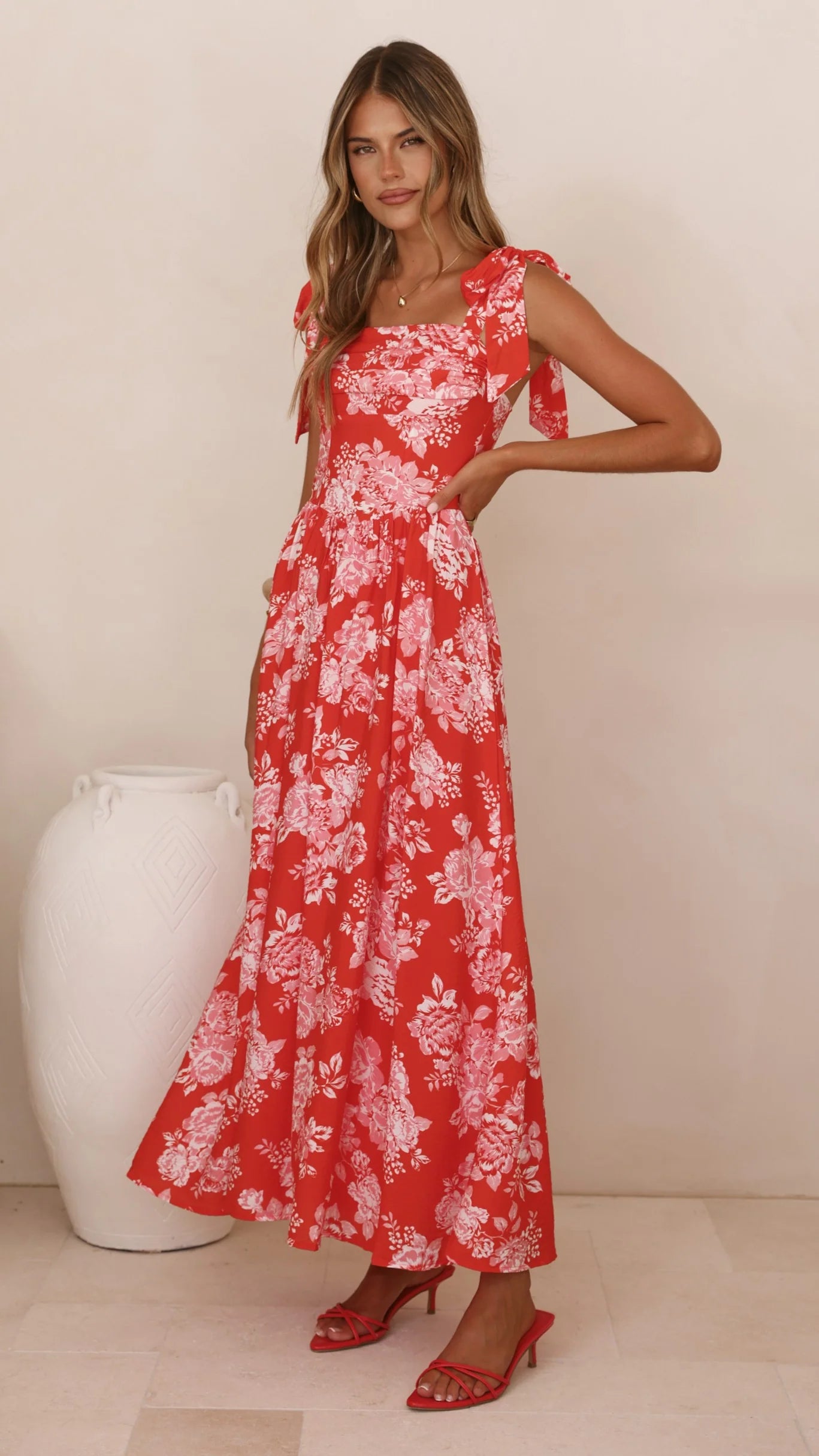 Haisley Maxi Dress - Red Floral