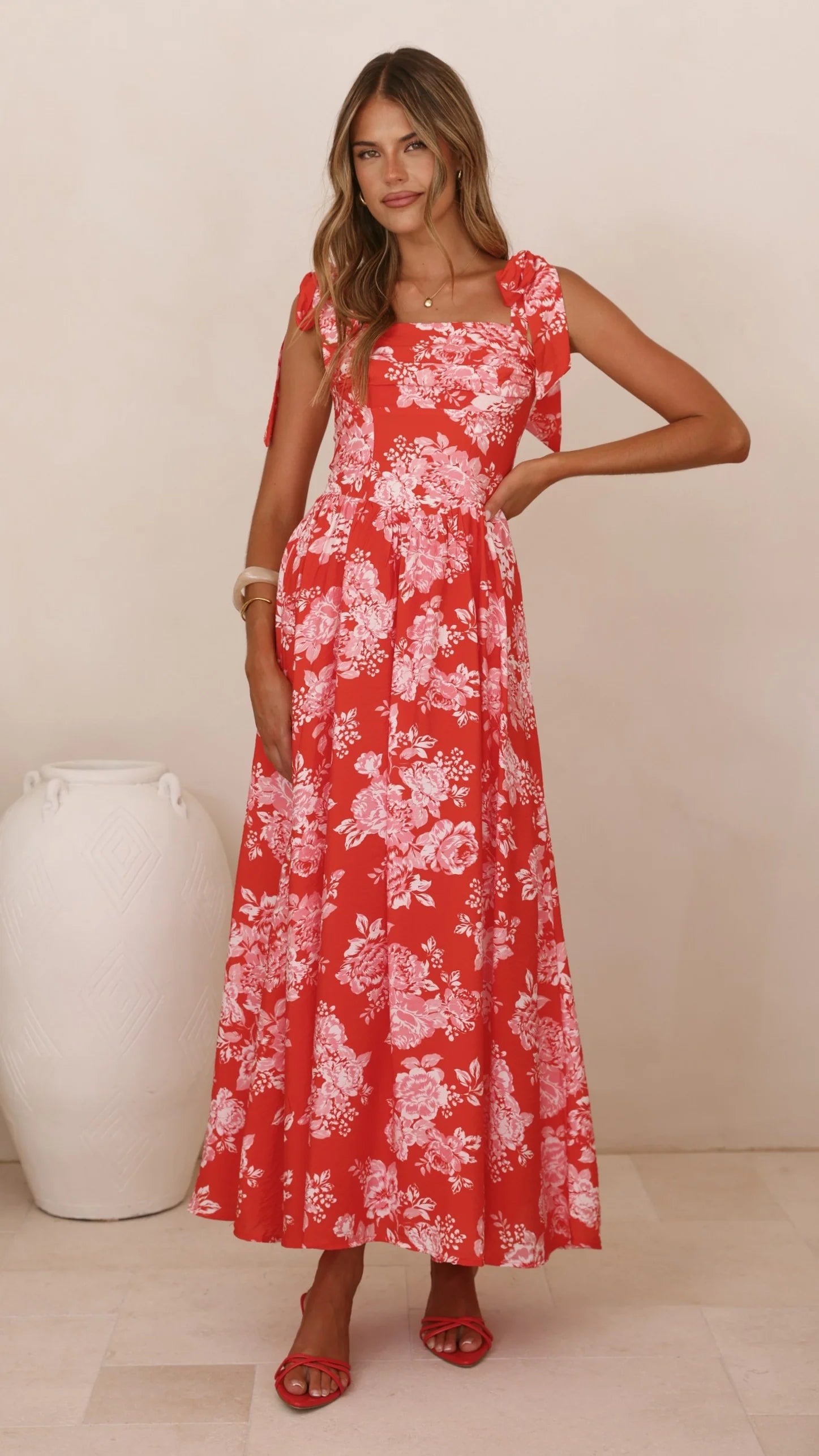 Haisley Maxi Dress - Red Floral