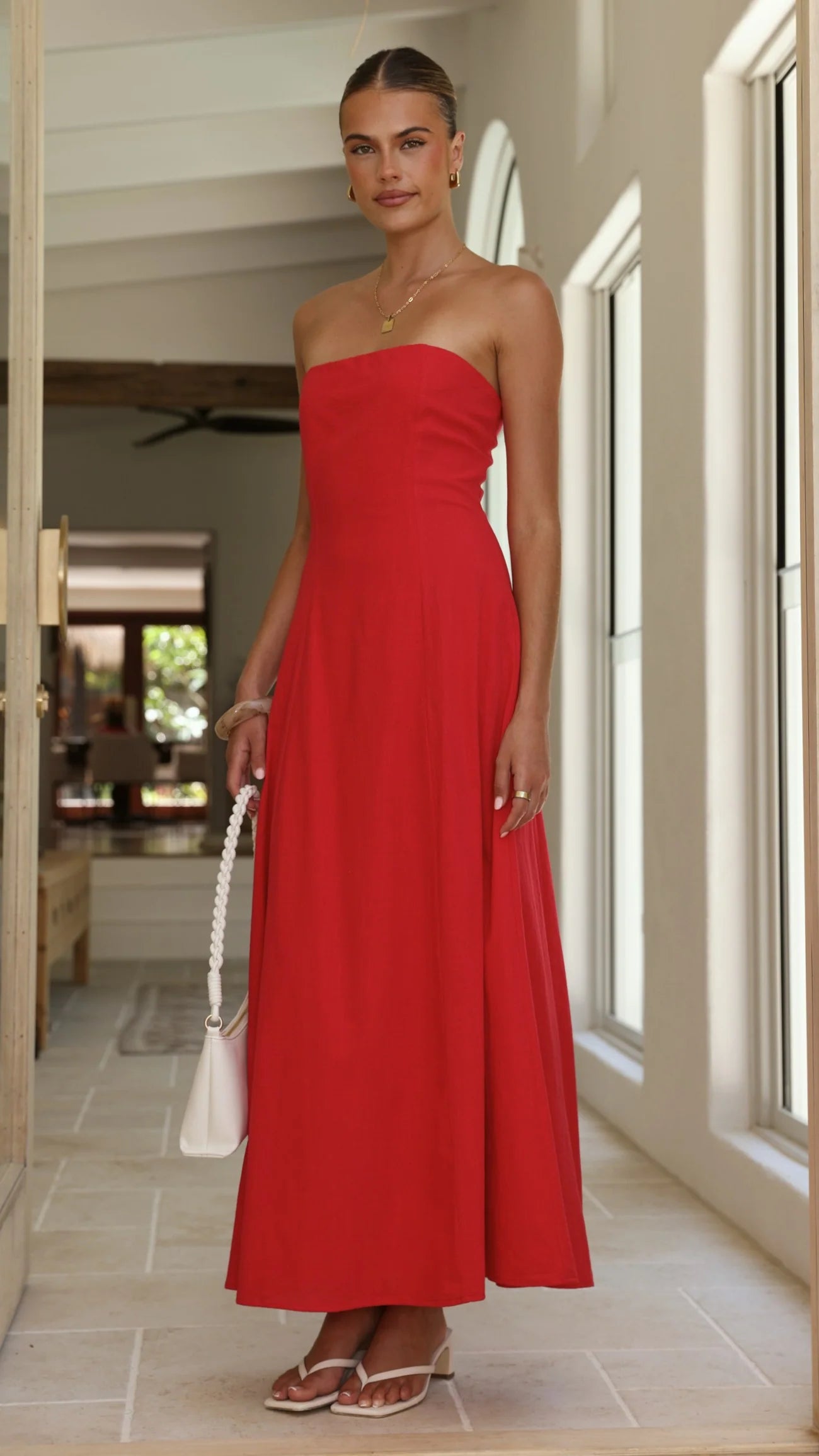 Astrid Strapless Maxi Dress - Red