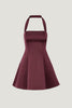 Amaya Satin Halter Mini Dress-Zinfandel Burgundy