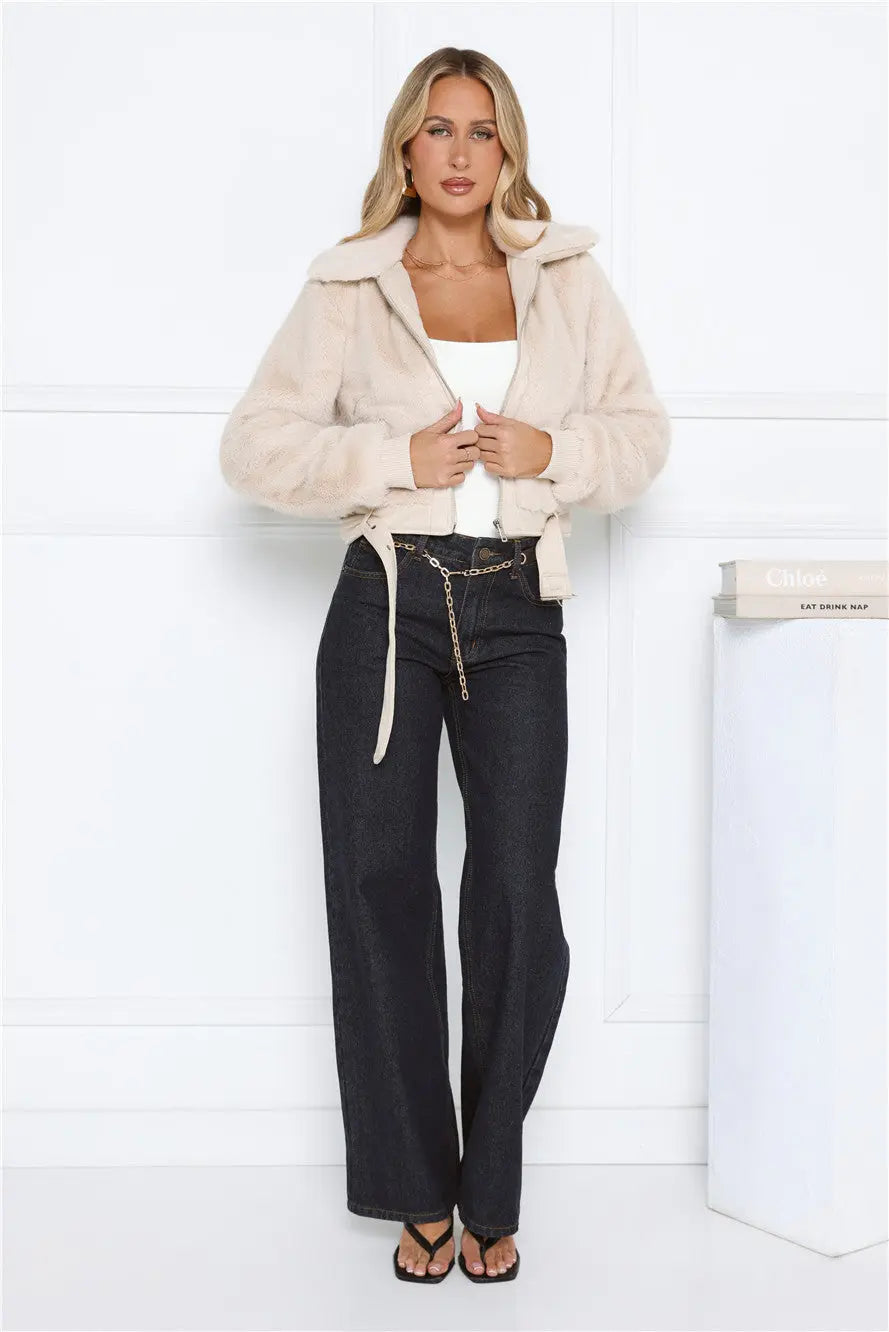Plush Princess Faux Fur Jacket Cream