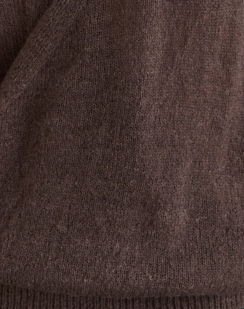 Saroya Plunge Wrap Top in Knit Dark Chocolate