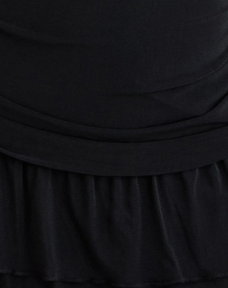 Mowgli Cap Sleeve Mini Dress in Black