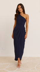 Clara One Shoulder Maxi Dress - Navy