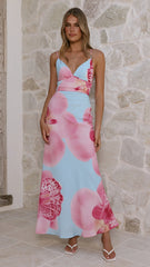 Scarlet Maxi Dress - Blue/Pink Floral