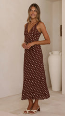 Sammie Maxi Dress - Chocolate/Nude Spot