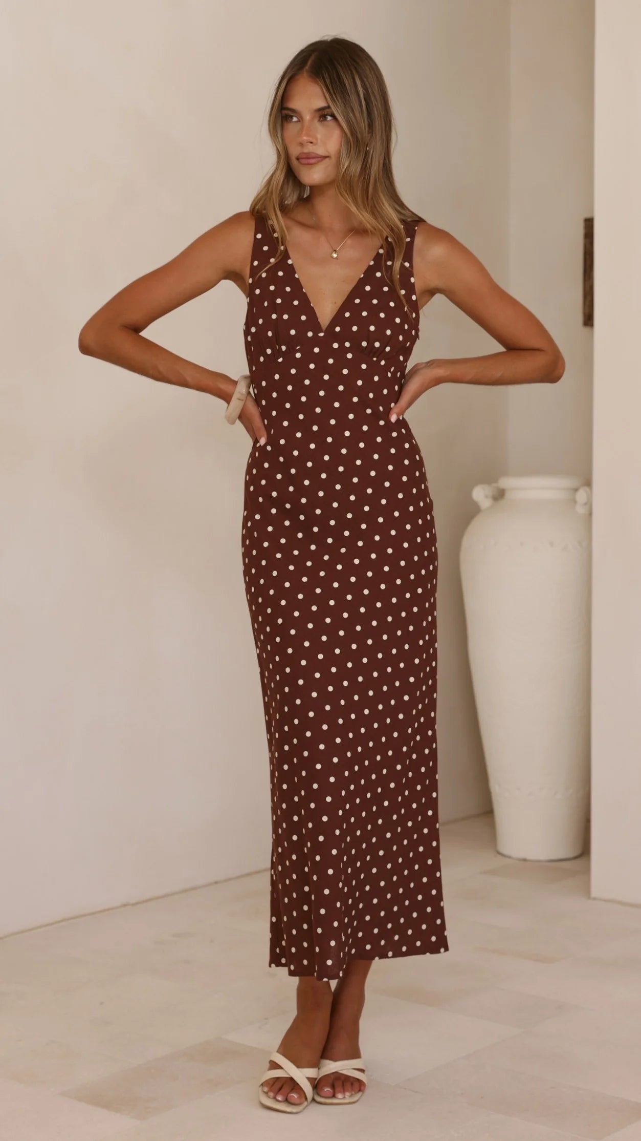 Sammie Maxi Dress - Chocolate/Nude Spot