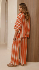 Layla Button Up Knit Shirt - Orange