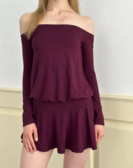 Somiah Bardot Mini Dress in Deep Purple