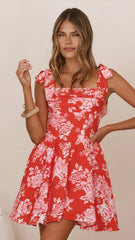 Haisley Mini Dress - Red Floral
