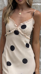 Jianna Maxi Dress - Cream/Black Polka Dot