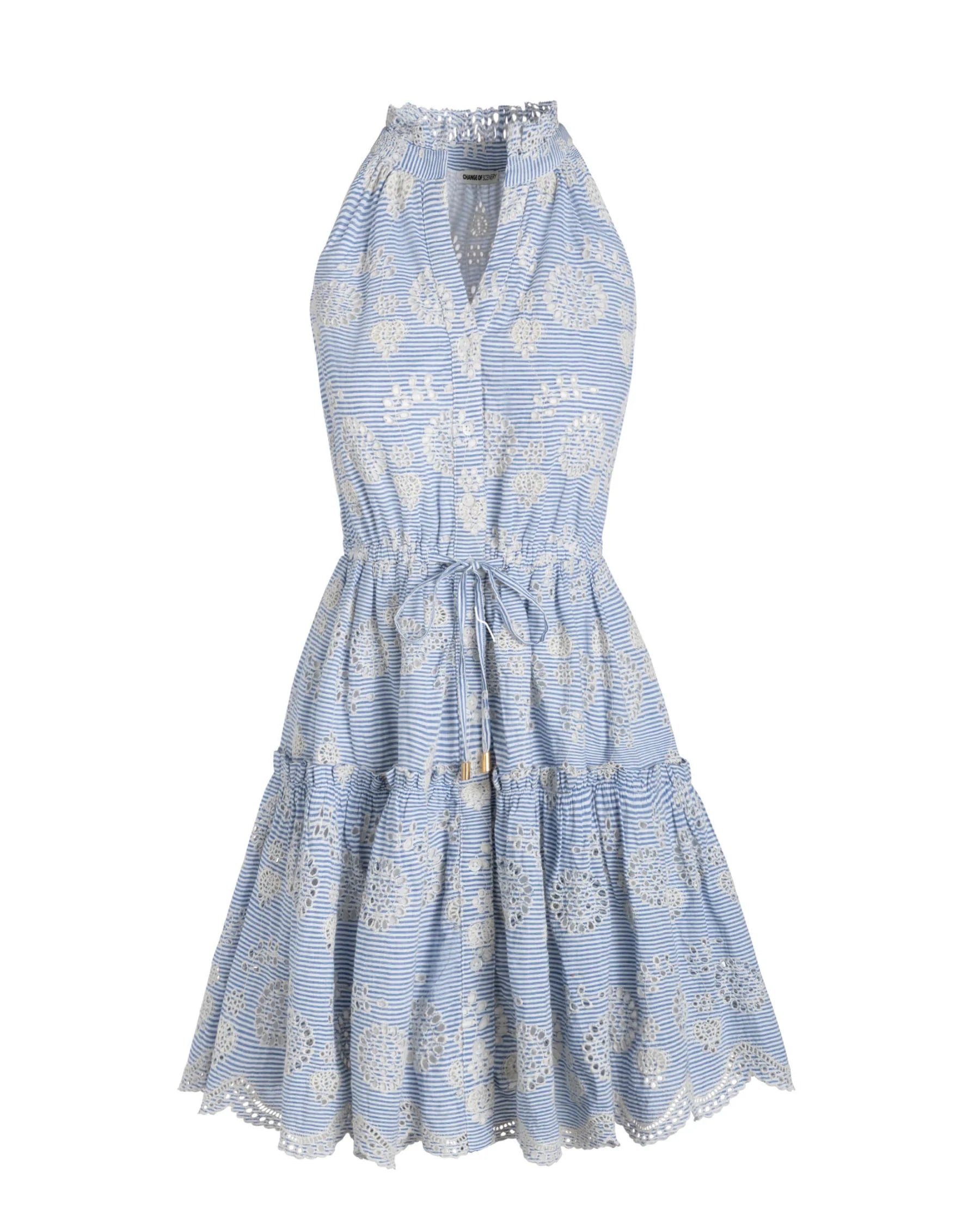 Charlotte Dress In Sky/Natural Eyelet