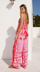 Kanya Pants - Pink/Red Tide