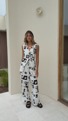Samaya Pants - White/Black Print