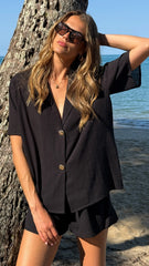 Nadine Shirt and Shorts Set - Black