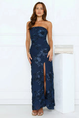 Iconic Influence Strapless Mesh Maxi Dress Navy