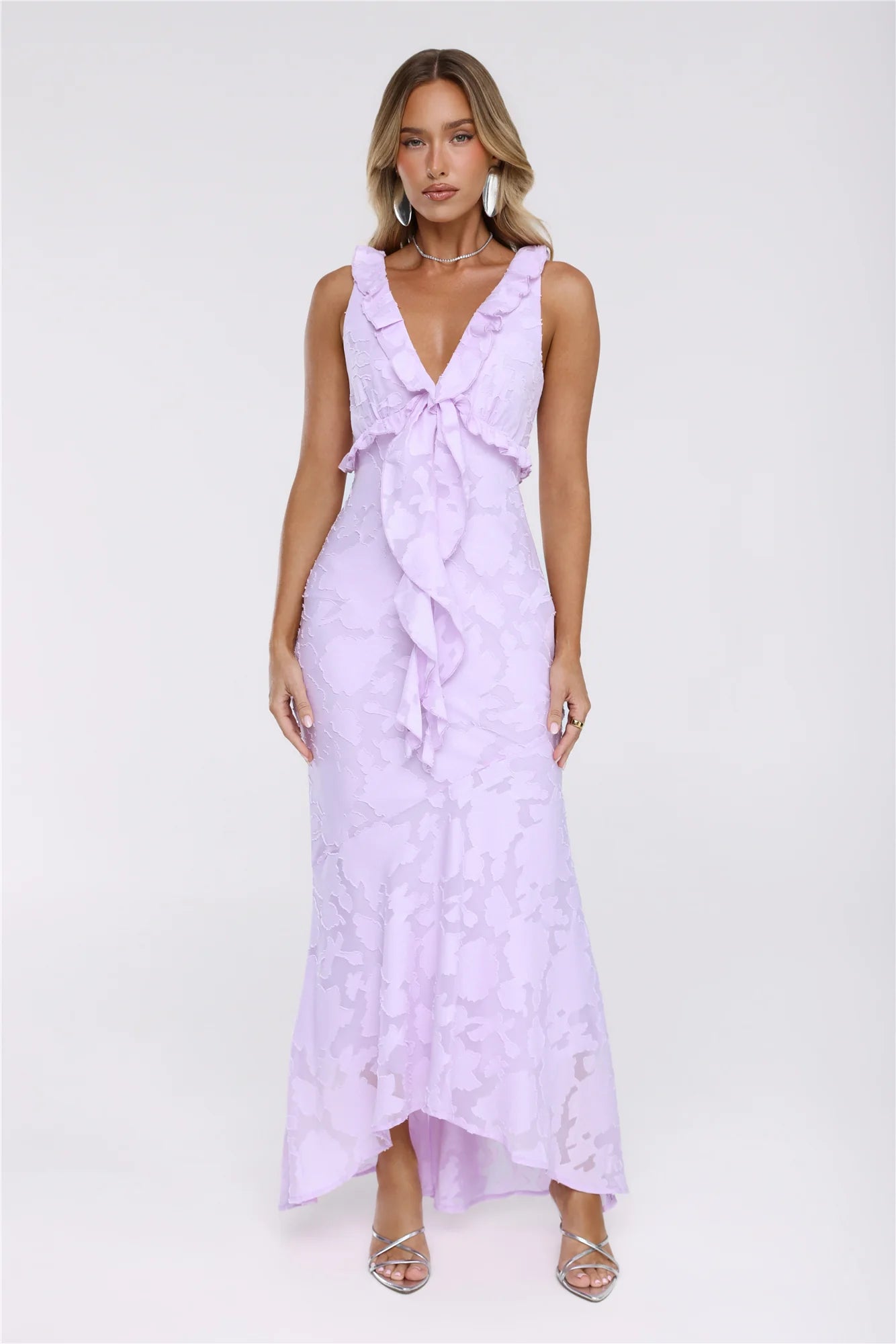 Shimmer Petal Maxi Dress Lilac
