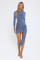 Portrait Of You Long Sleeve Mini Dress Blue