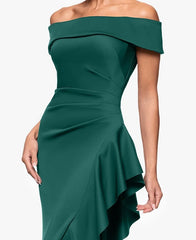 XSCAPE Women's Off-The-Shoulder Ruffled Side-Slit Gown