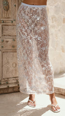 Makaila Sheer Maxi Skirt - Blue Lace/Sequin