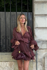 Ruched Waist Ruffle Mini Dress