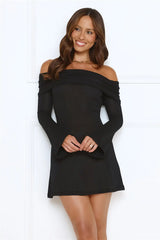Iconic Angle Off Shoulder Mini Dress Black
