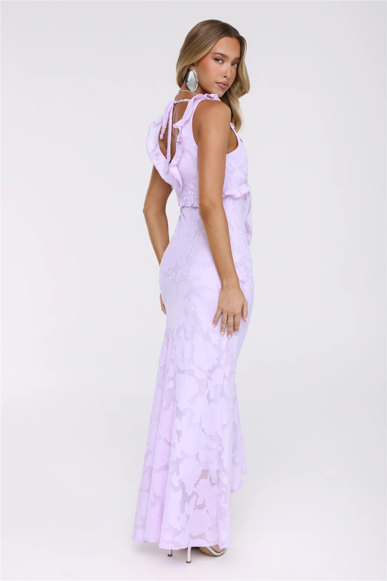 Shimmer Petal Maxi Dress Lilac