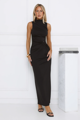 Radiant Petal Maxi Dress Black